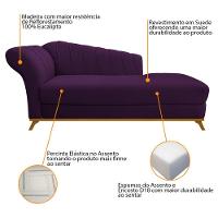 Kit Diva Recamier Vanessa 160cm Lado Direito E 01 Poltrona Laura Suede Cor Roxo