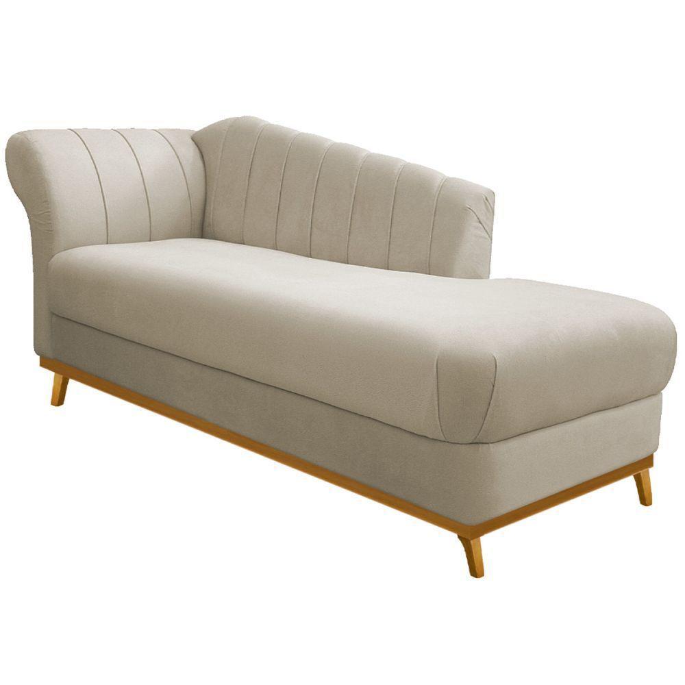 Kit Diva Recamier Vanessa 185cm Lado Direito E 01 Poltrona Laura Suede Cor Bege - 8