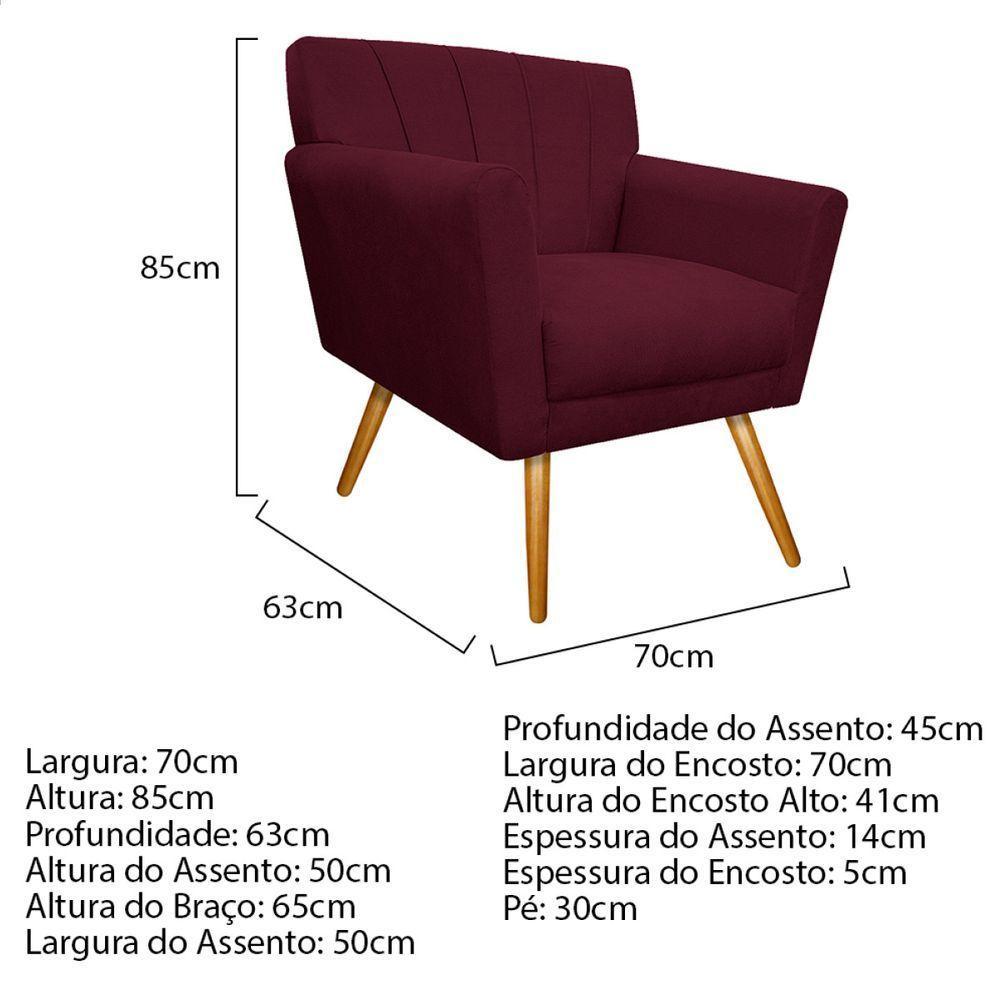 Kit Diva Recamier Vanessa 140cm Lado Esquerdo E 01 Poltrona Laura Suede Cor Bordô - 4