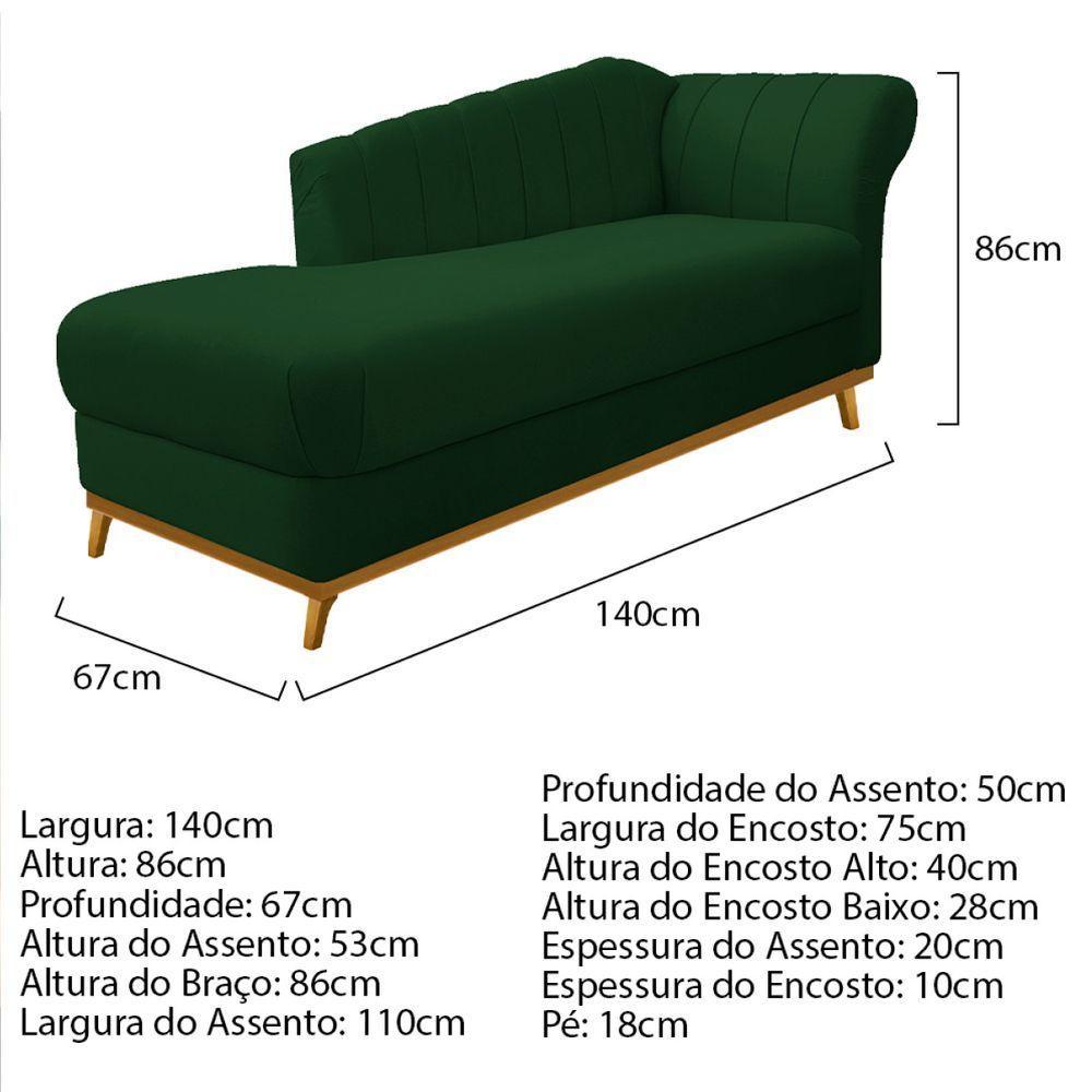 Kit Diva Recamier Vanessa 140cm Lado Esquerdo E 01 Poltrona Laura Suede Cor Verde - 6