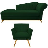 Kit Diva Recamier Vanessa 140cm Lado Esquerdo E 01 Poltrona Laura Suede Cor Verde - 1