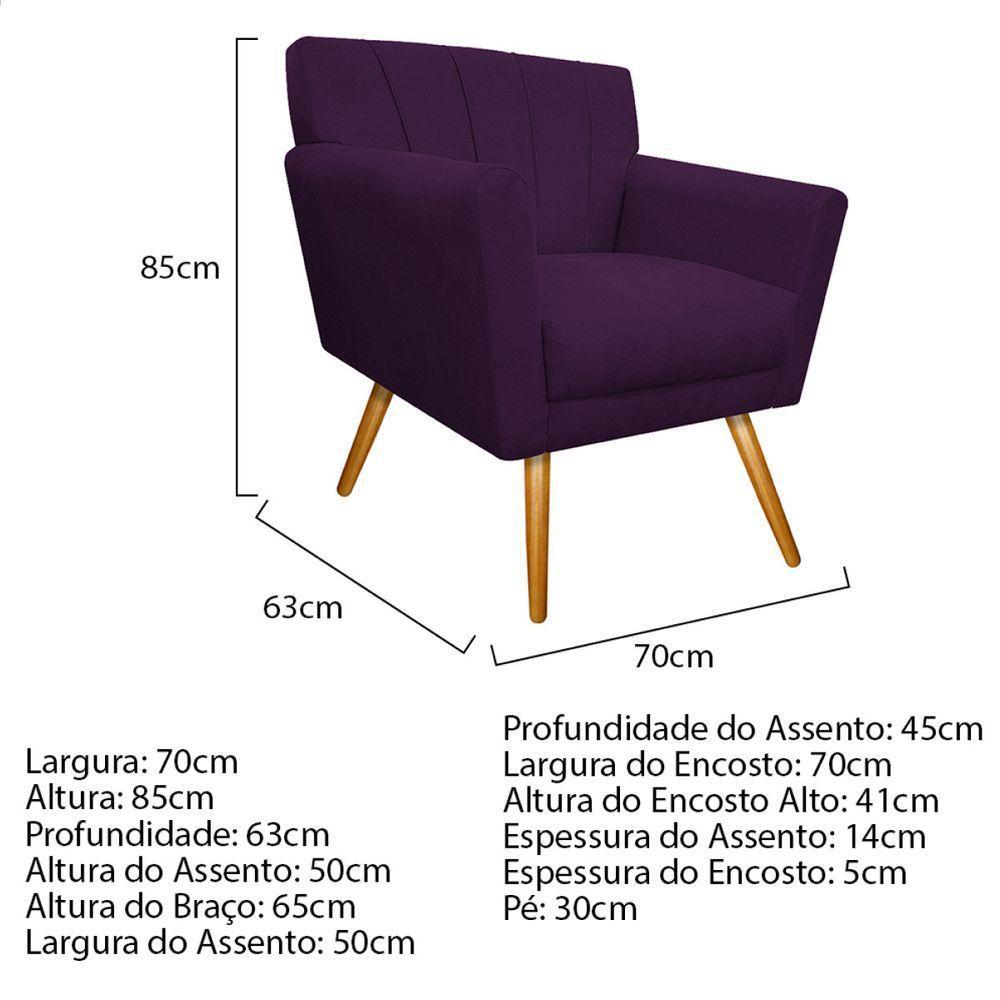 Kit Diva Recamier Vanessa 140cm Lado Esquerdo E 01 Poltrona Laura Suede Cor Roxo - 6