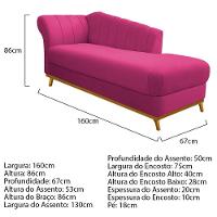 Kit Diva Recamier Vanessa 160cm Lado Direito E 01 Poltrona Laura Suede Cor Pink