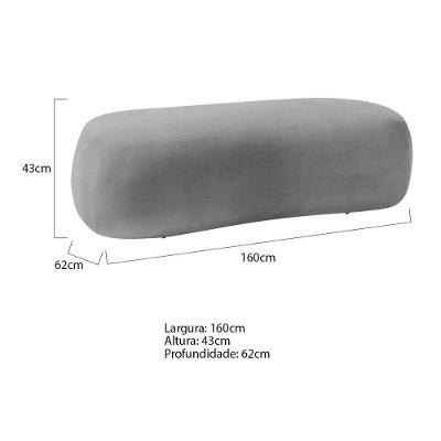 Puff Decorativo Itália 160cm Sala Escritorio Luxo Bouclé - Amarena Móveis Cor Cinza