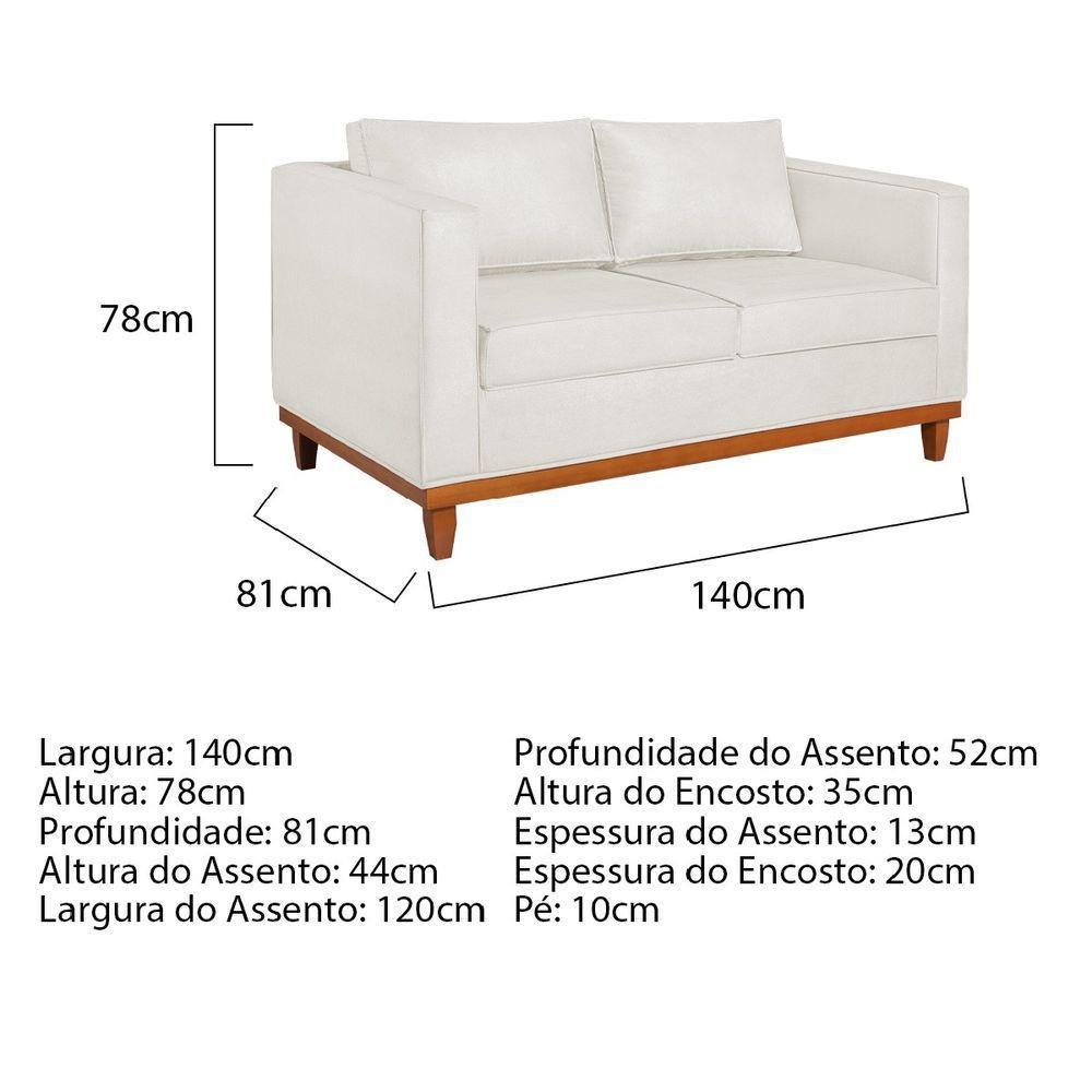 Kit Sofa 2 Lugares E Poltrona Europa Bouclé - Amarena Móveis Cor Branco - 4
