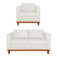 Kit Sofa 2 Lugares E Poltrona Europa Bouclé - Amarena Móveis Cor Branco - 1