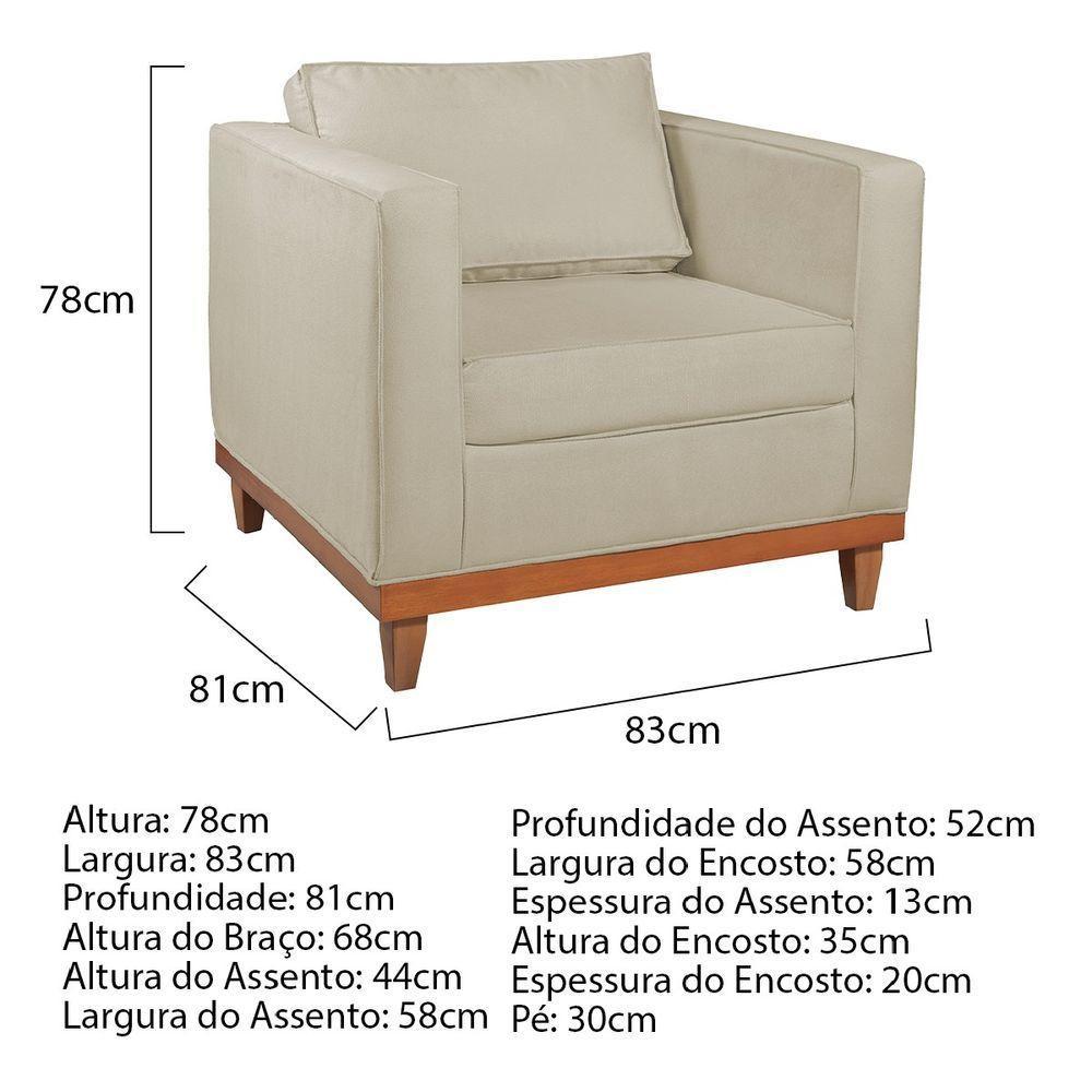 Kit Sofa 2 Lugares E Poltrona Europa Bouclé - Amarena Móveis Cor Bege - 5
