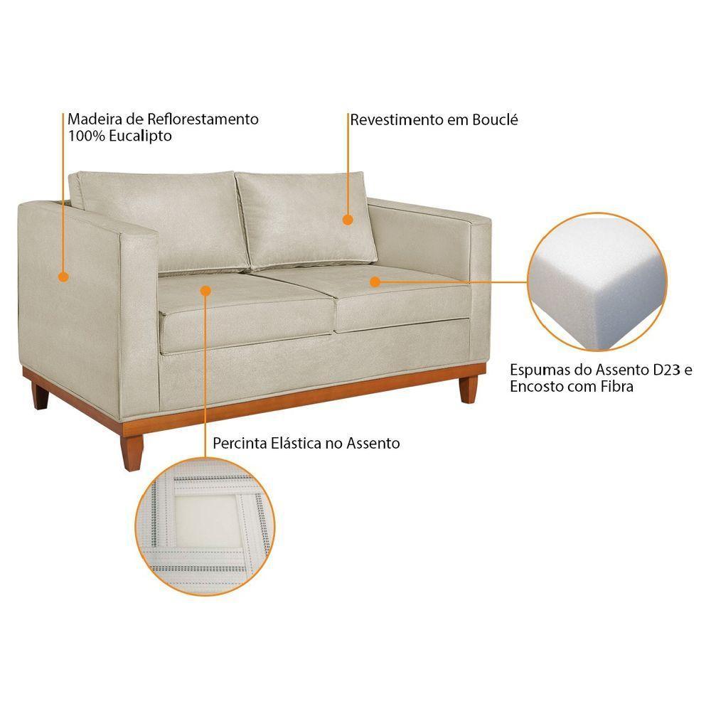 Kit Sofa 2 Lugares E Poltrona Europa Bouclé - Amarena Móveis Cor Bege - 7