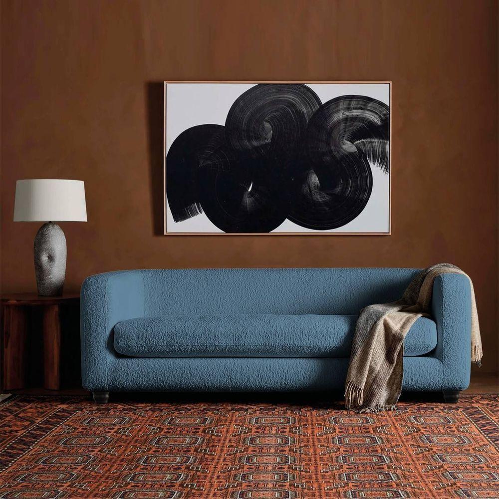 Sofá 3 Lugares Luxo Recepção Escritorio Sala Veneza 180cm Linho Cor Azul Royal - 9