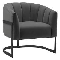 Kit 2 Poltronas Decorativas Sala De Estar Recepção Mavie Base De Ferro Preto Linho - Amarena Móveis Cor Cinza Escuro