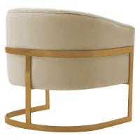 Kit 2 Poltronas Decorativas Sala De Estar Recepção Mavie Base De Ferro Dourado Suede - Amarena Móveis Cor Bege - 2