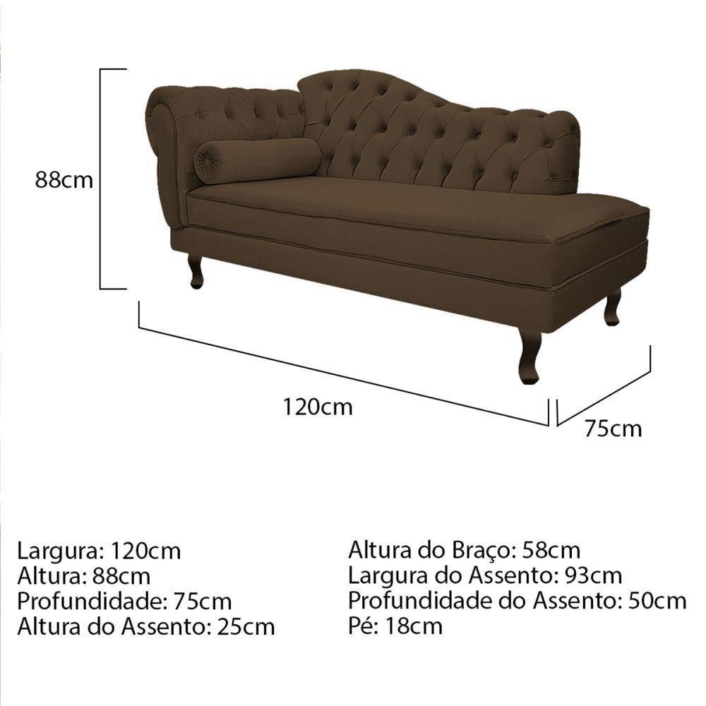 Kit Diva Recamier Diana 120cm Lado Direito E 1 Poltrona Classic Suede - Amarena Móveis Cor Marrom - 4