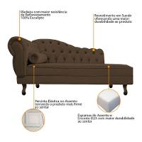 Kit Diva Recamier Diana 120cm Lado Direito E 1 Poltrona Classic Suede - Amarena Móveis Cor Marrom - 7