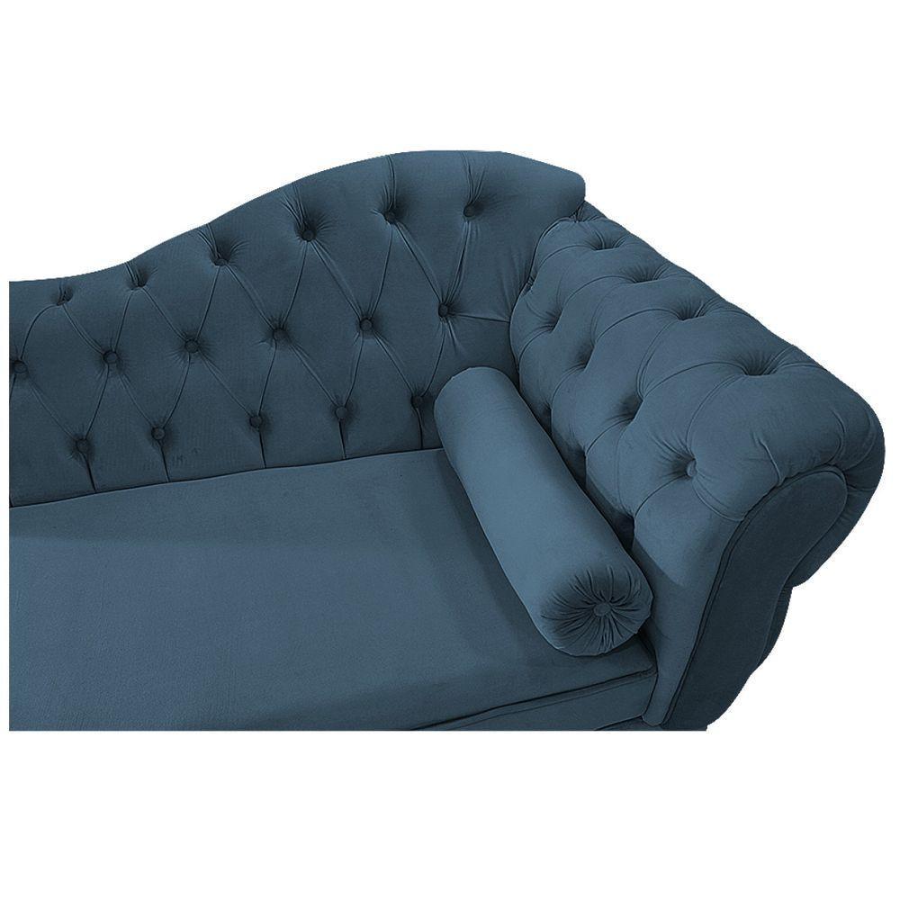 Kit Diva Recamier Diana 120cm Lado Esquerdo E 1 Poltrona Classic Linho - Amarena Móveis Cor Azul Royal - 5