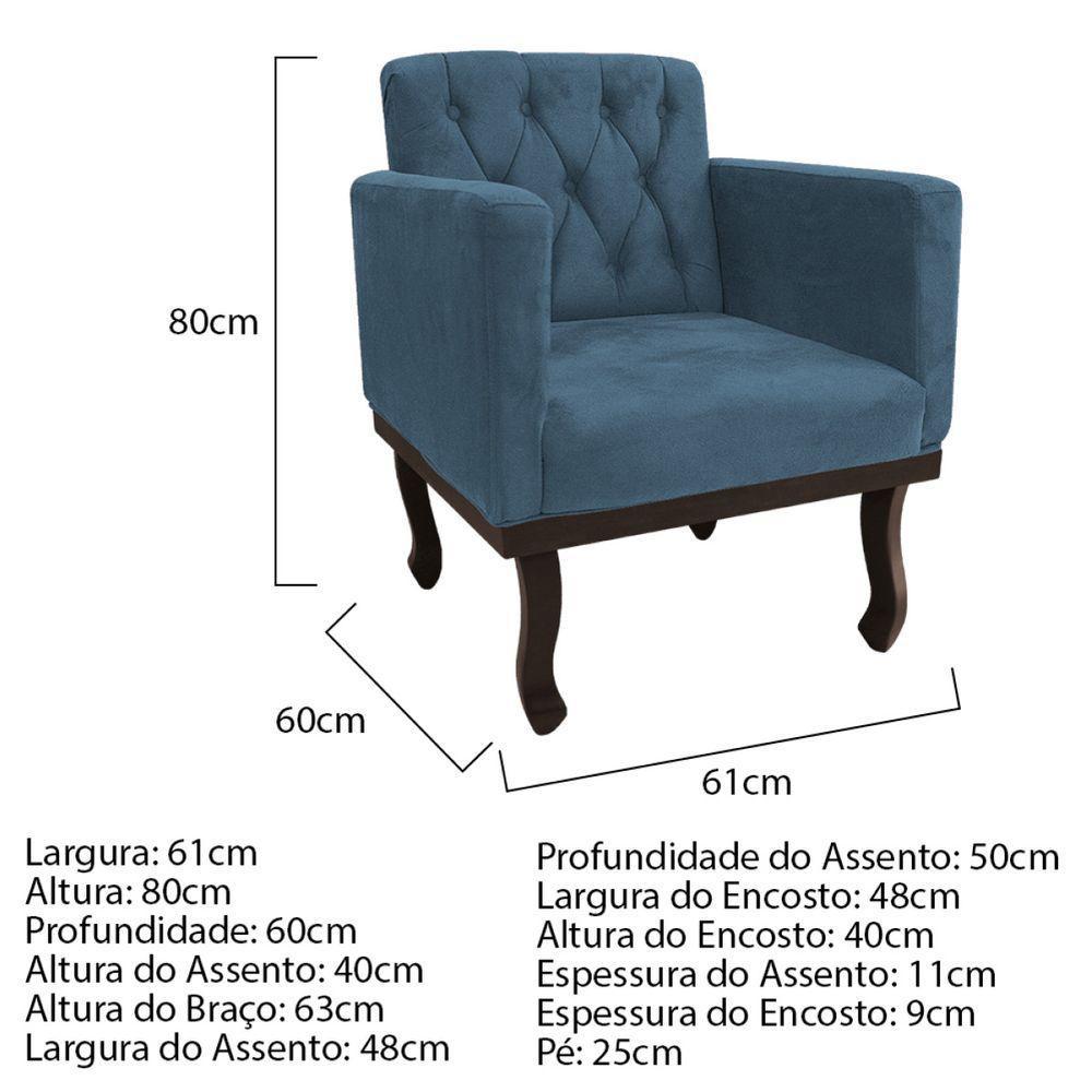 Kit Diva Recamier Diana 120cm Lado Esquerdo E 1 Poltrona Classic Linho - Amarena Móveis Cor Azul Royal - 7