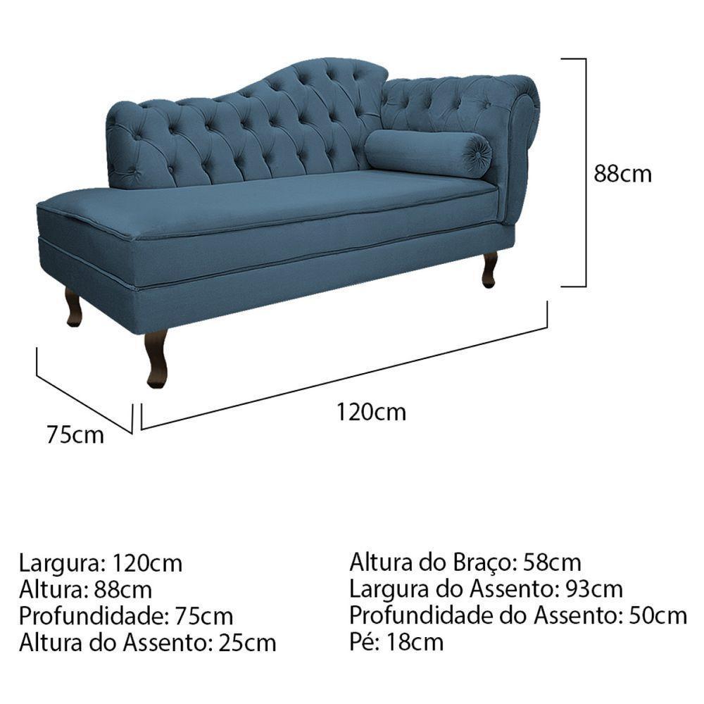 Kit Diva Recamier Diana 120cm Lado Esquerdo E 1 Poltrona Classic Linho - Amarena Móveis Cor Azul Royal - 8