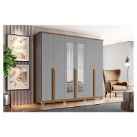 Guarda Roupa Casal Ambiente Andréas 6 Portas Cinza Nature Com Espelho - Henn - 1