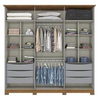 Guarda Roupa Casal Ambiente Andréas 6 Portas Cinza Nature Com Espelho - Henn - 5