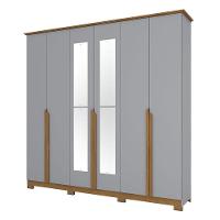 Guarda Roupa Casal Ambiente Andréas 6 Portas Cinza Nature Com Espelho - Henn - 6