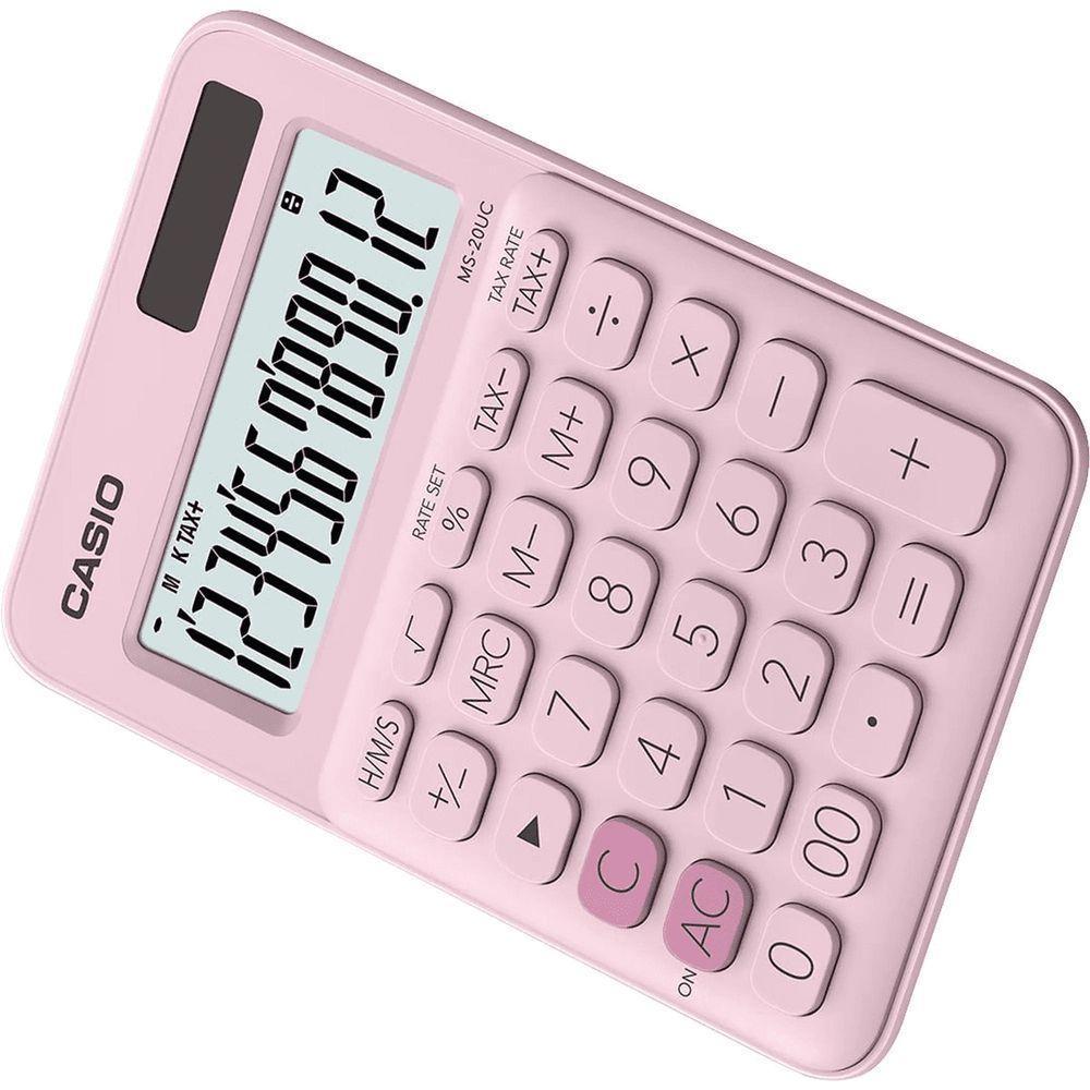 Calculadora De Mesa Casio Ms20uc 12 Dígitos Rosa Claro - 3