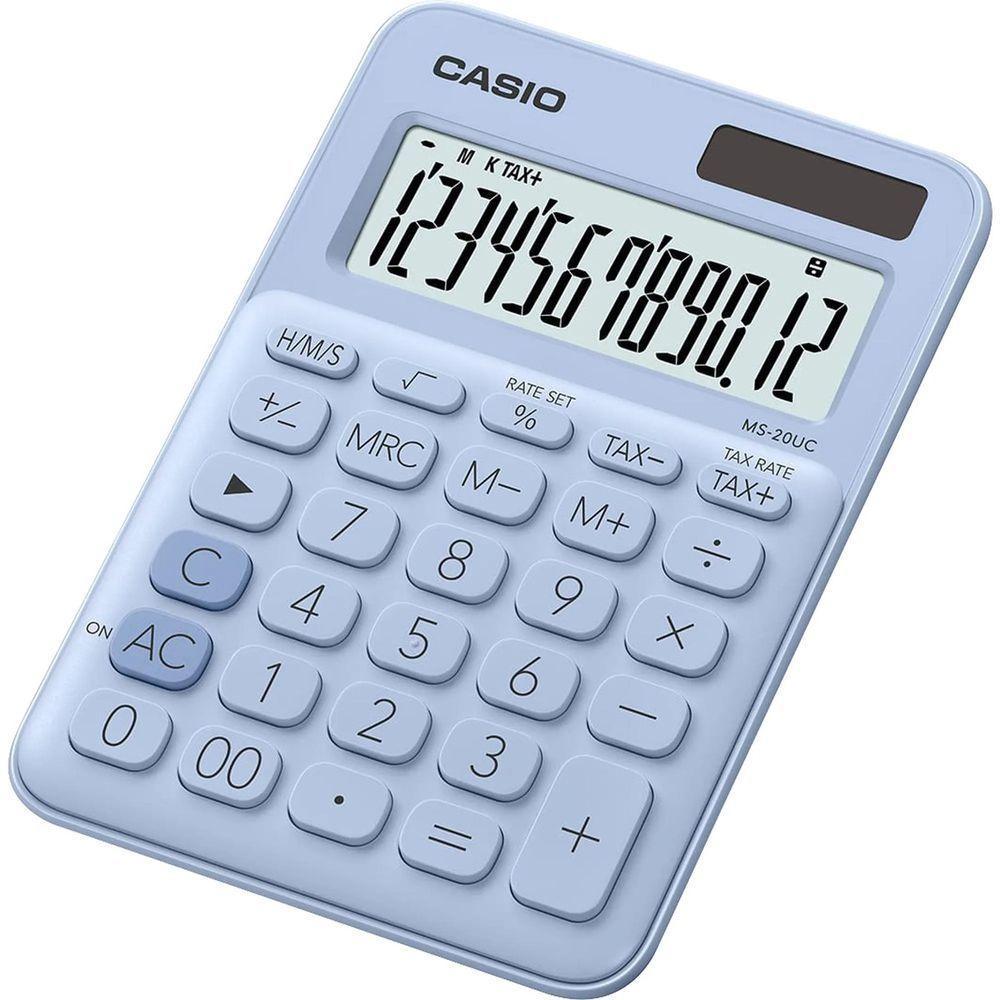 Calculadora De Mesa Casio Ms20uc 12 Dígitos Azul Claro - 1