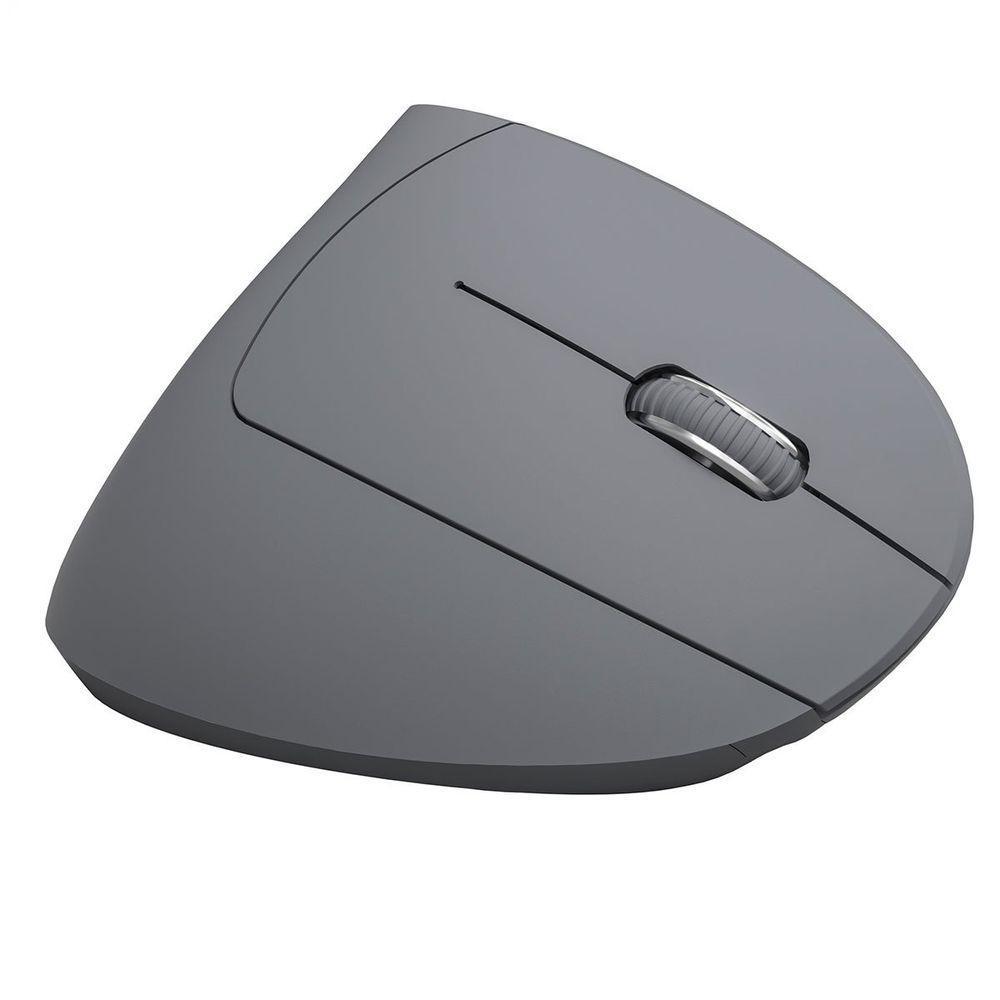 Mouse Sem Fio Recarregavel 2.4 Ghz Vertical Ergonomico Ortopedico Power Fit 1600 Dpi Cinza Usb - Pm300 - 1
