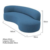 Divã Recamier Orgânico Tokyo 160cm Lado Direito Linho - Amarena Móveis Cor Azul Royal - 3