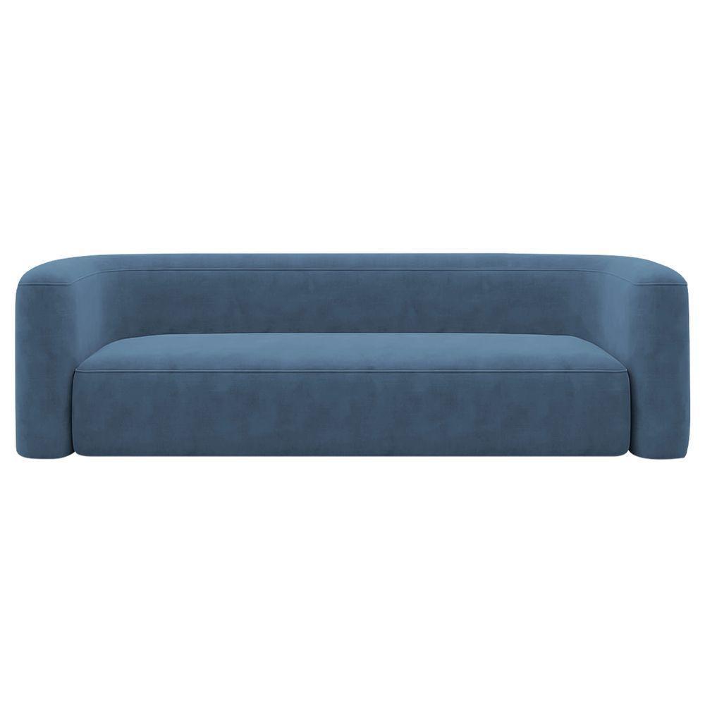 Sofá 3 Lugares 200cm Orgânico Luxo Recepção Melina Linho Adj Decor Azul Royal - 1