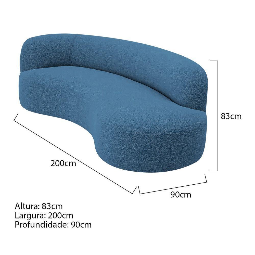 Divã Recamier Orgânico Tokyo 200cm Lado Direito Linho - Amarena Móveis Cor Azul Royal - 4