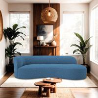 Divã Recamier Orgânico Tokyo 200cm Lado Direito Linho - Amarena Móveis Cor Azul Royal - 3