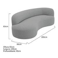 Divã Recamier Orgânico Tokyo 200cm Lado Esquerdo Bouclé - Amarena Móveis Cor Cinza - 2
