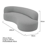 Divã Recamier Orgânico Tokyo 200cm Lado Direito Bouclé - Amarena Móveis Cor Cinza - 2