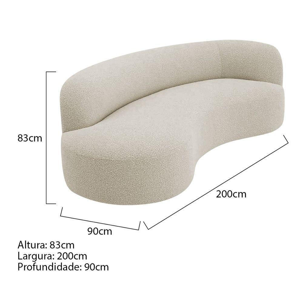 Divã Recamier Orgânico Tokyo 200cm Lado Esquerdo Bouclé - Amarena Móveis Cor Bege - 3