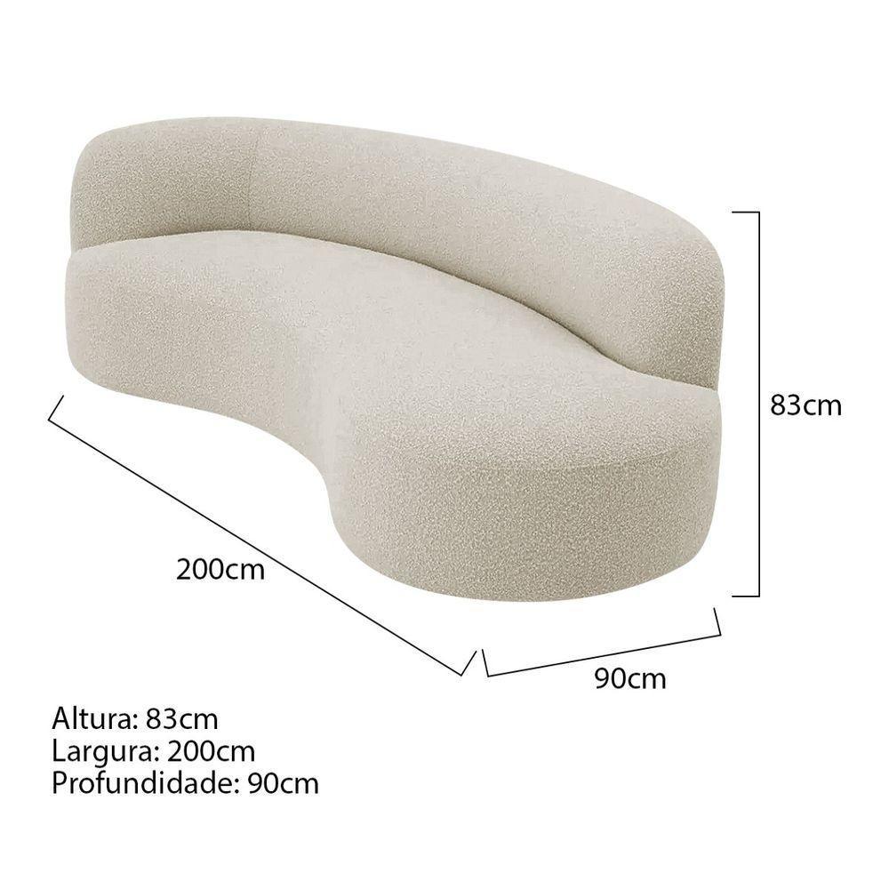 Divã Recamier Orgânico Tokyo 200cm Lado Direito Bouclé - Amarena Móveis Cor Bege - 2