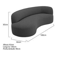 Divã Recamier Orgânico Tokyo 180cm Lado Esquerdo Linho Cor Cinza Escuro - 2