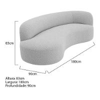 Divã Recamier Orgânico Tokyo 180cm Lado Esquerdo Linho Cor Cinza Claro - 2