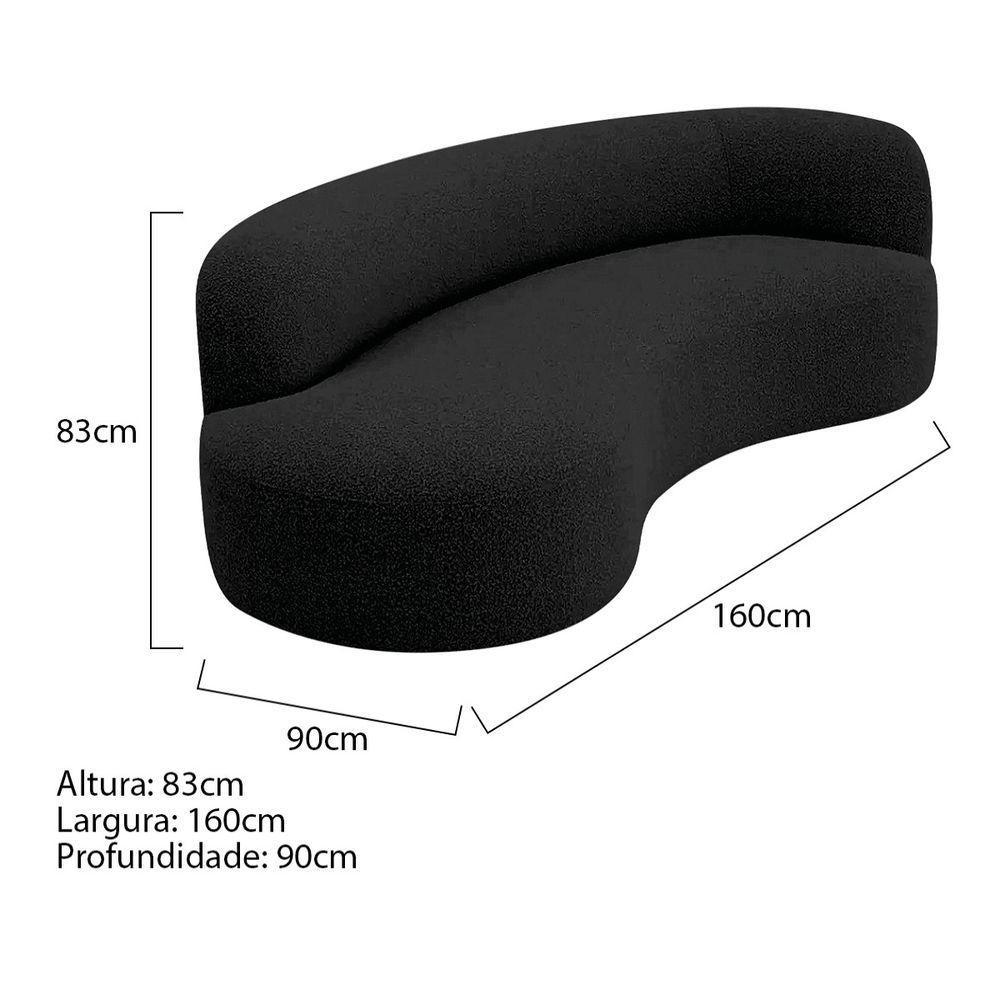 Divã Recamier Orgânico Tokyo 160cm Lado Esquerdo Linho - Amarena Móveis Cor Preto - 3