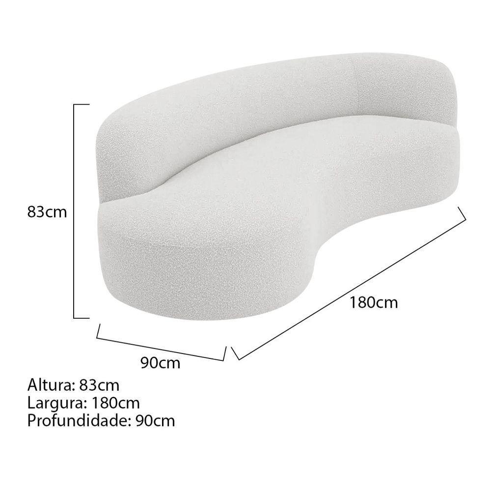 Divã Recamier Orgânico Tokyo 180cm Lado Esquerdo Bouclé - Amarena Móveis Cor Branco - 2