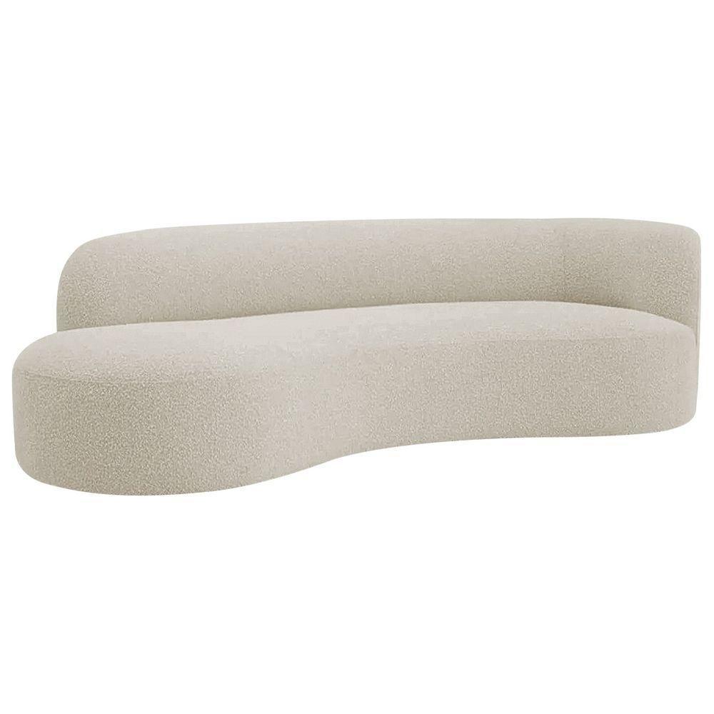 Divã Recamier Orgânico Tokyo 180cm Lado Esquerdo Bouclé - Amarena Móveis Cor Bege - 1