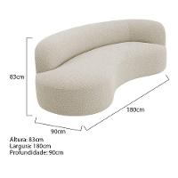 Divã Recamier Orgânico Tokyo 180cm Lado Esquerdo Bouclé - Amarena Móveis Cor Bege - 2