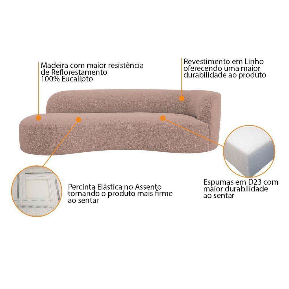 Divã Recamier Orgânico Tokyo 160cm Lado Esquerdo Linho - Amarena Móveis Cor Rosê - 6
