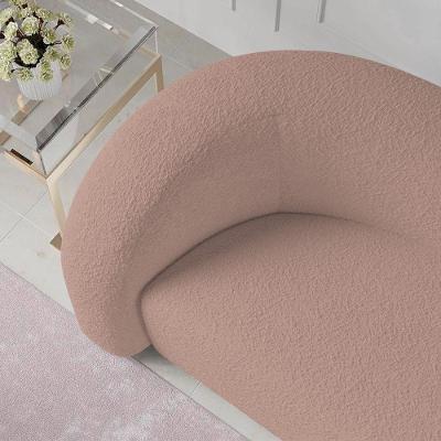 Sofá Curvo 3 Lugares Orgânico Sala Recepção Escritório Coréia 200cm Linho Cor Rosê