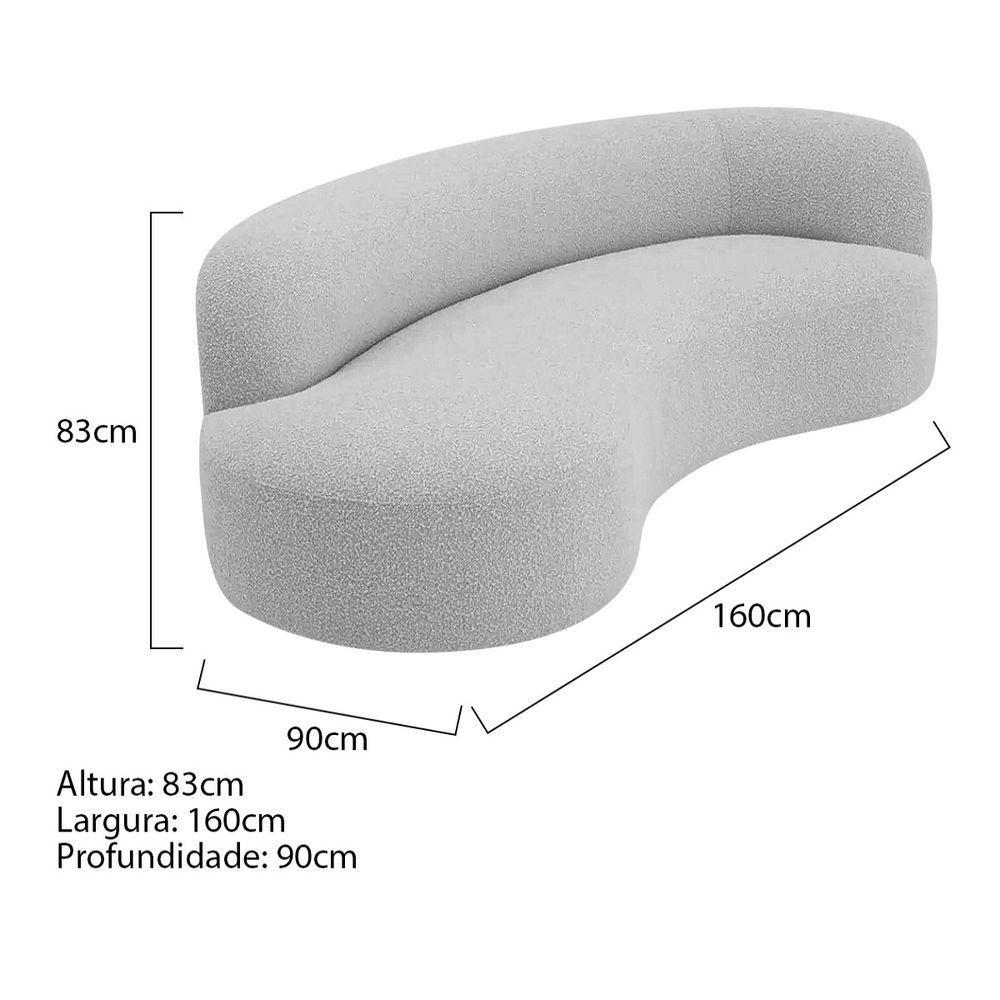 Divã Recamier Orgânico Tokyo 160cm Lado Esquerdo Linho - Amarena Móveis Cor Cinza Claro - 3