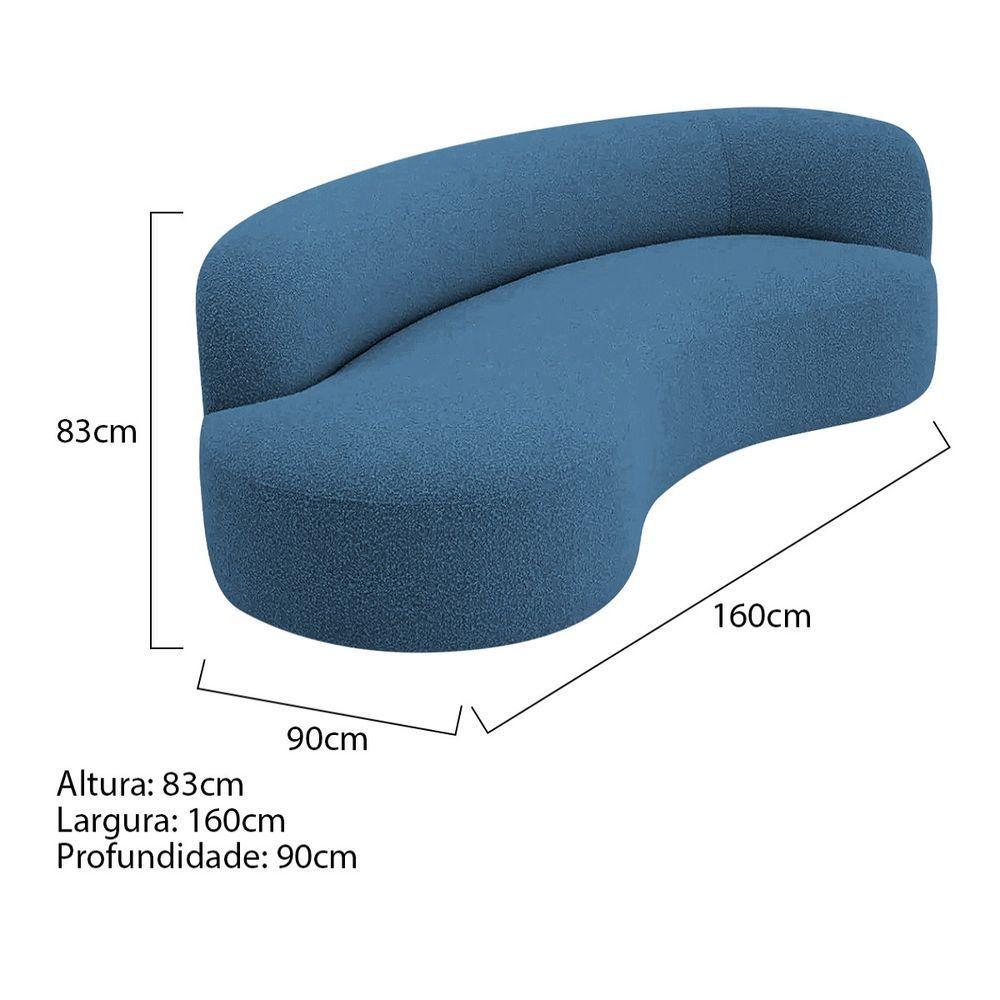 Divã Recamier Orgânico Tokyo 160cm Lado Esquerdo Linho - Amarena Móveis Cor Azul Royal - 3