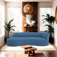 Divã Recamier Orgânico Tokyo 160cm Lado Esquerdo Linho - Amarena Móveis Cor Azul Royal - 2