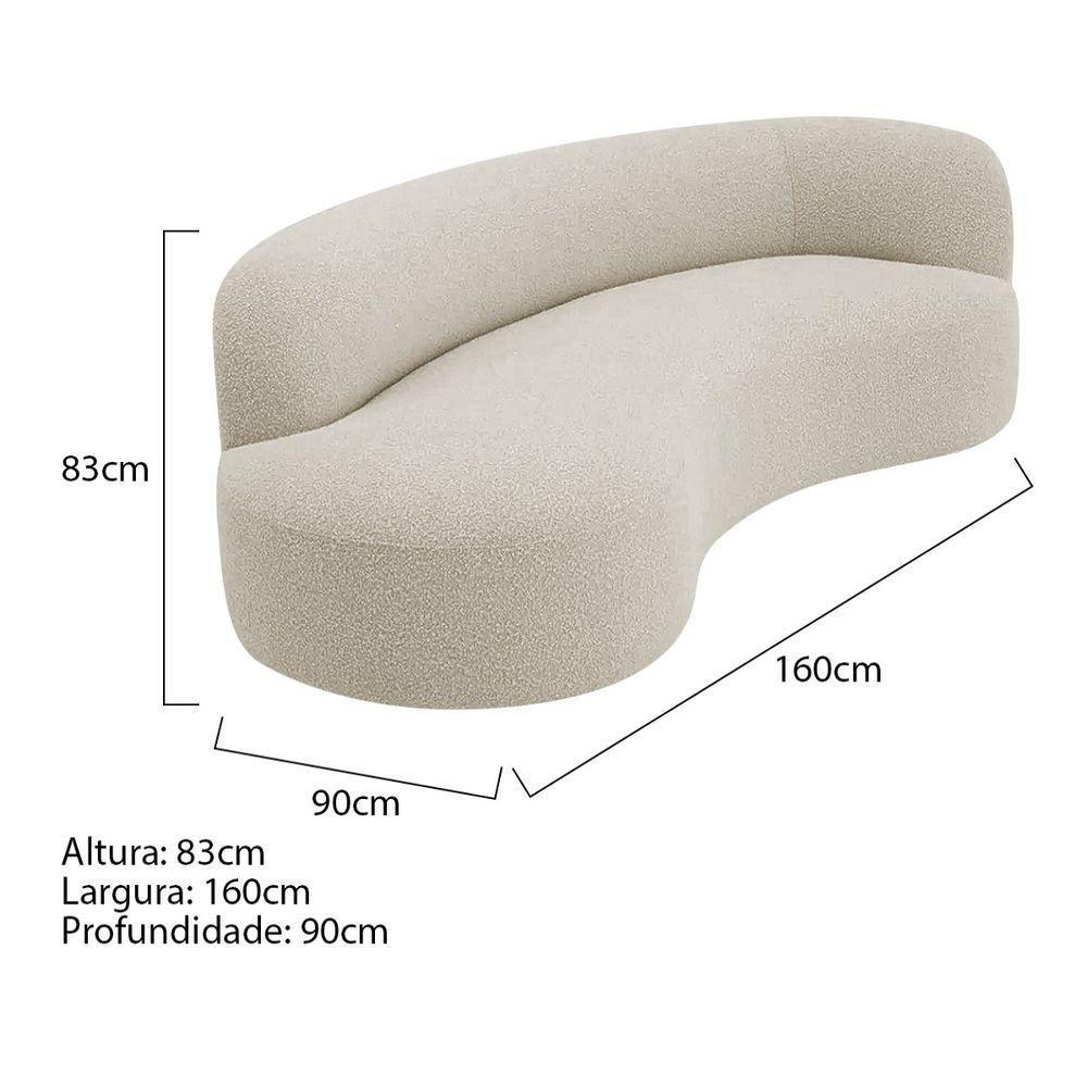 Divã Recamier Orgânico Tokyo 160cm Lado Esquerdo Bouclé - Amarena Móveis Cor Bege - 3