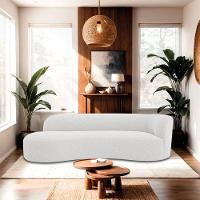 Divã Recamier Orgânico Tokyo 160cm Lado Esquerdo Bouclé - Amarena Móveis Cor Branco - 2