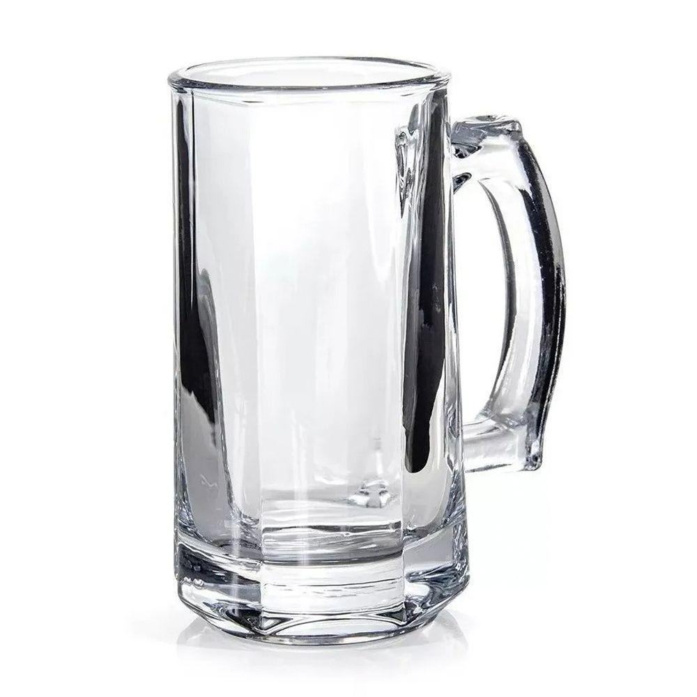 Jogo 4 Caneca De Chopp Zero Grau Vidro Transparente Casual Resistente Bar 380ml Class Home - 1