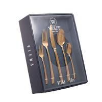 Faqueiro Viena Dourado 30 Peças De Aço Inox Com Caixa Litografada Wolff - 1