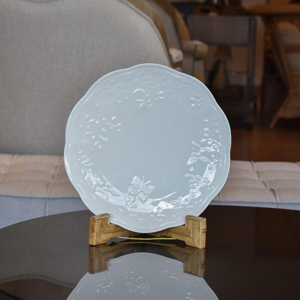 Prato Raso Porcelana New Bone Butterfly 26,5cm Branco Lyor - 7